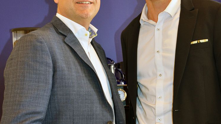 T.v. Niclas Ahlestål, ny Etableringschef och Magnus Hammarling, ny Drifts – och försäljningschef. Bild: Wayne´s Coffee