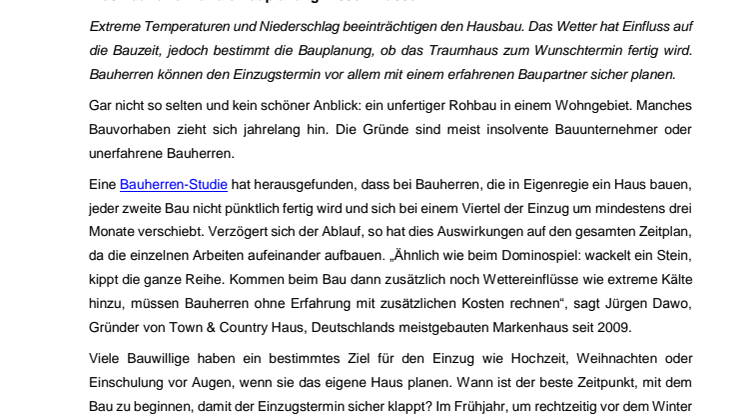Wann ist der beste Zeitpunkt für den Hausbau? 