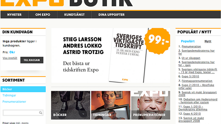 Expos webbutik får nytt utseende och bättre funktionalitet