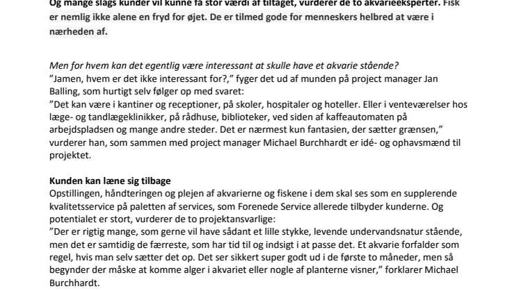 Forenede Service: Nu også med fisk 
