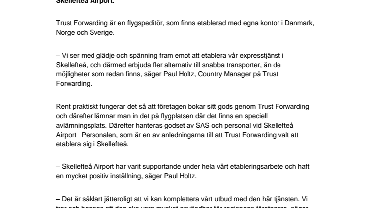 Ny expresstjänst på Skellefteå Airport