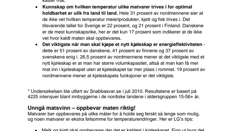 Matsløseri i nordiske land