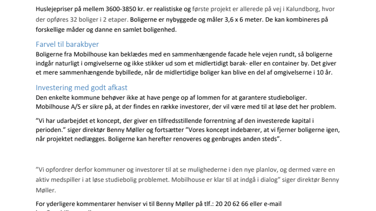 Mobilhouse vil løse de studerenes boligproblemer