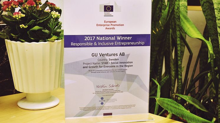 GU Ventures tilldelas EU-pris för sitt ansvarsfulla och inkluderande entreprenörskap