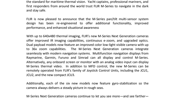 FLIR: Introducing M-Series Next Generation Premium Maritime Thermal Night Vision Cameras