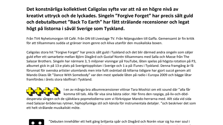 Caligolas singel "Forgive Forget" säljer guld i Tyskland! 