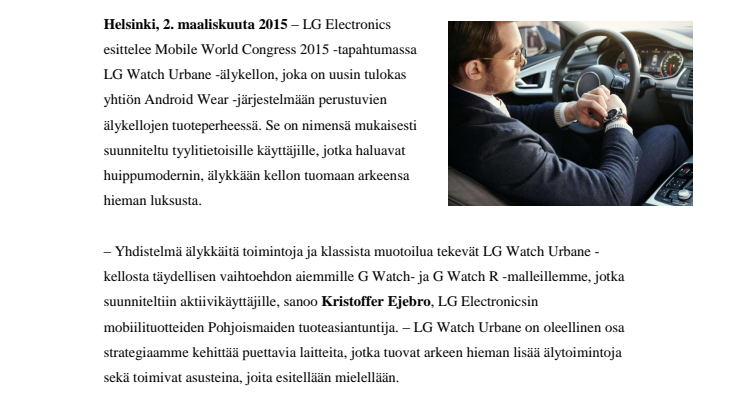 ELEGANTTI LG WATCH URBANE VIE ÄLYKELLOT UUDELLE TASOLLE