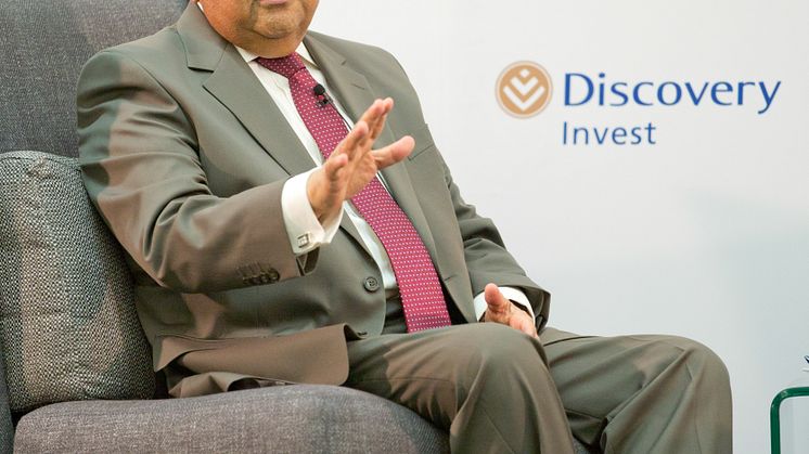 South African Minister of Finance Mr Pravin Gordhan addresses the audience 