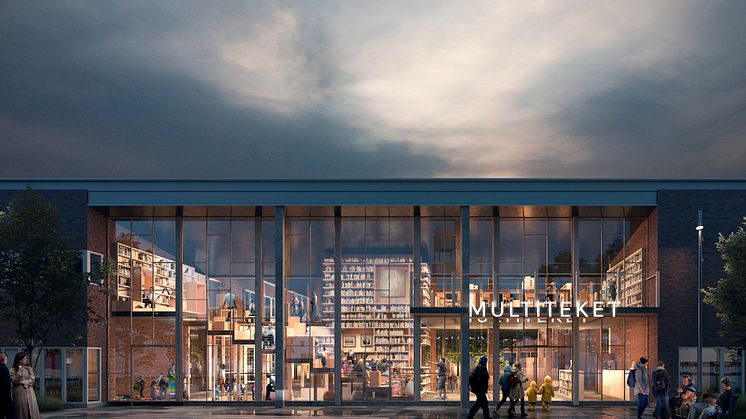 Assens har fått en ny kulturell samlingsplats vid vattnet. Kulturkajen och Willemoes Plads är ett aktivt hamntorg som för samman staden med bland annat ett nytt bibliotek, företagarförening och turistbyrå. Bild/rendering: WE Architecture