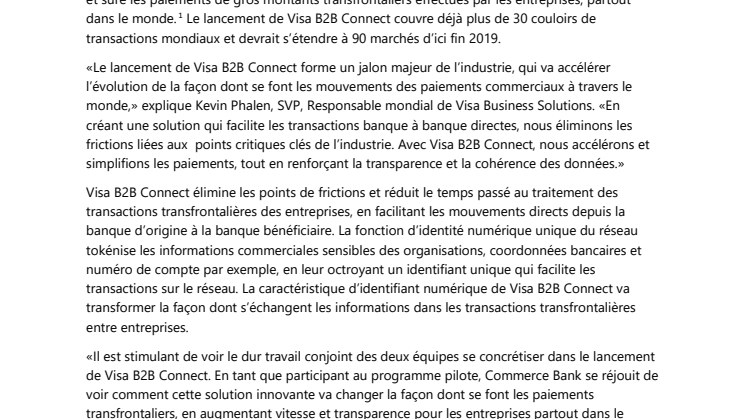 Lancement mondial de Visa B2B Connect 