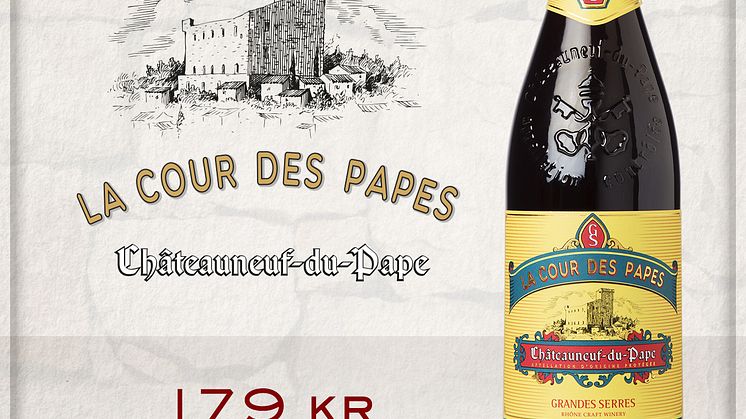 La Cour des Papes 2015 från Châteauneuf-du-Pape, Frankrike - finns i butik i Sverige.