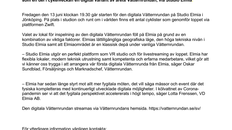 Vätternrundan väljer Studio Elmia