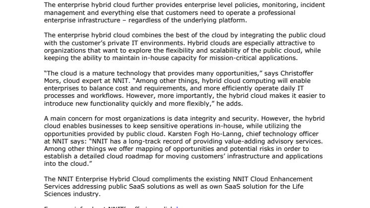 NNIT launches Enterprise Hybrid Cloud solution