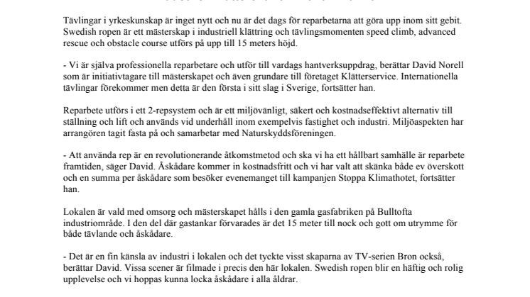 Industriell klätterelit kommer till Malmö