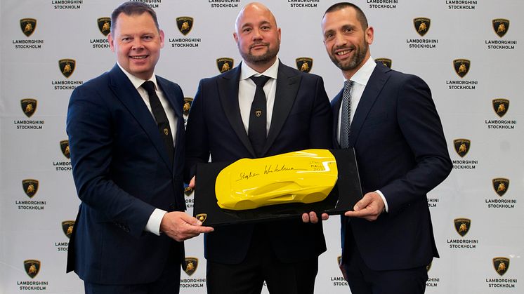 Klaus Frøkjær- CEO at Semler Premium, Johan Mårtensson - Country Manager Sweden, Francesco Cresci -Regional Director Automobili Lamborghini