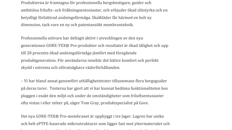 PDF GORE-TEX® Pro Products