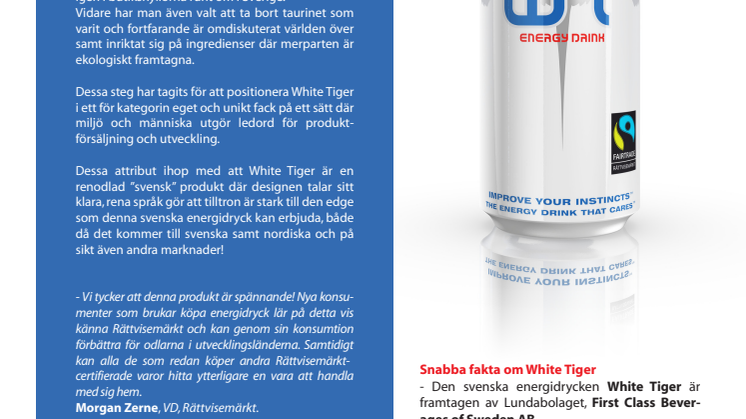 White Tiger - Europas första rättvisemärkta energidryck