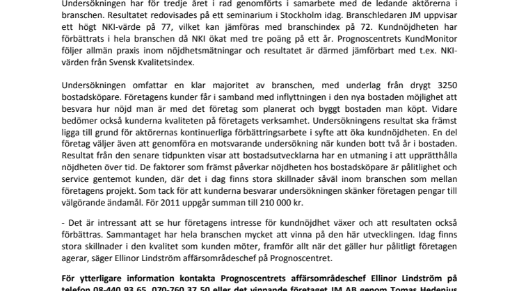 JM har årets nöjdaste kunder för tredje året i rad