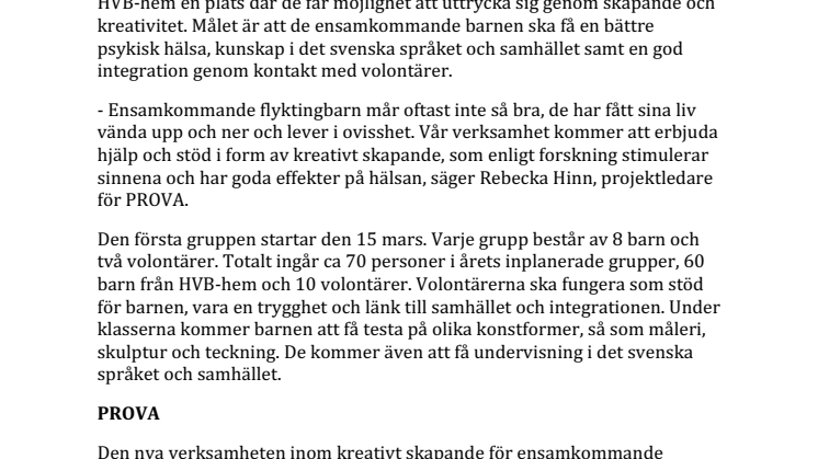 Kreativt skapande och nätverkande ska hjälpa ensamkommande flyktingbarn till bättre hälsa 