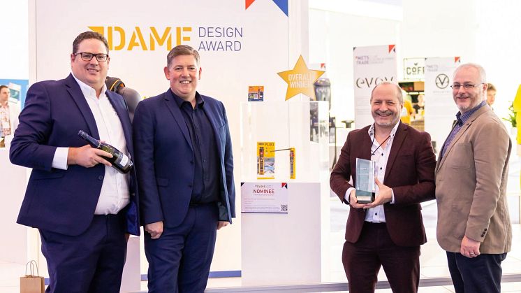 Ocean Signal celebrate winning the DAME Award 2022 at METSTRADE: (from left) James Hewitt, Managing Director; Stefan Kennedy, Principal Engineer; Simon Nolan, Chief Technical Officer; Wayne Card, Principal Engineer
