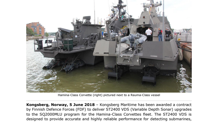 Kongsberg Maritime: Finnish Defence Forces Choose KONGSBERG Naval Sonars for SQ2000 Mid-Life Upgrade