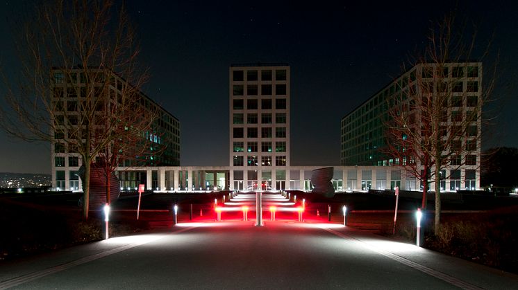 Earth Hour in den Wuppertaler Hauptverwaltungen der Barmenia (Notbeleuchtung muss eingeschaltet bleiben)