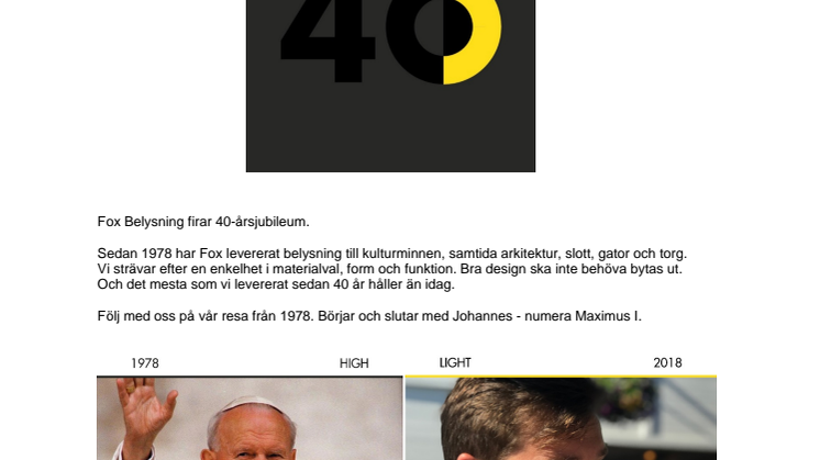 Fox Belysning 40 år