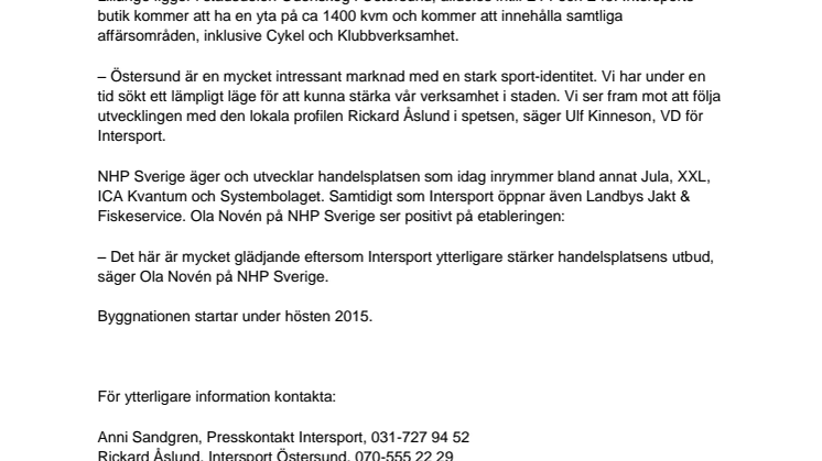 Intersport nyetablerar i Östersund 