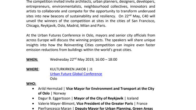 Reinventing Cities: The Winners