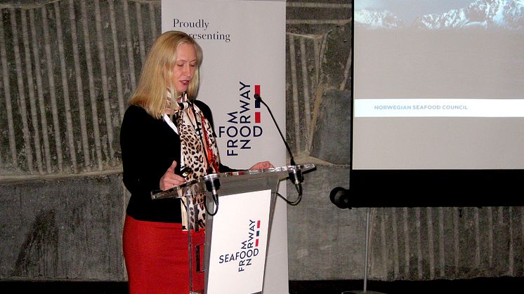 Renate Larsen under sjømatseminaret i Madrid