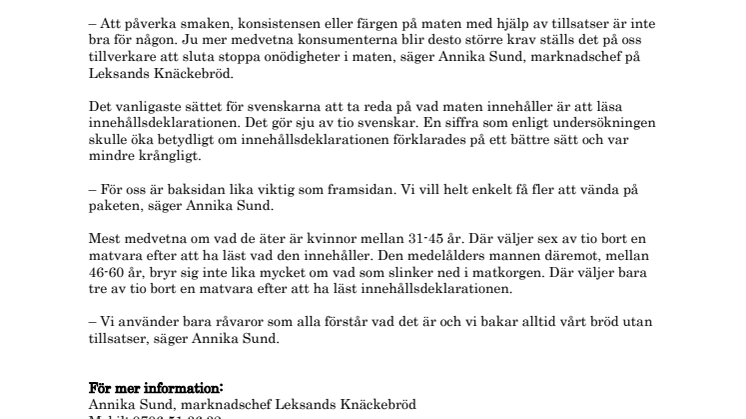 Tillsatser får svenskarna att välja bort mat