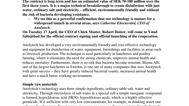 Environmentally friendly disinfection from Ystad gets global distribution