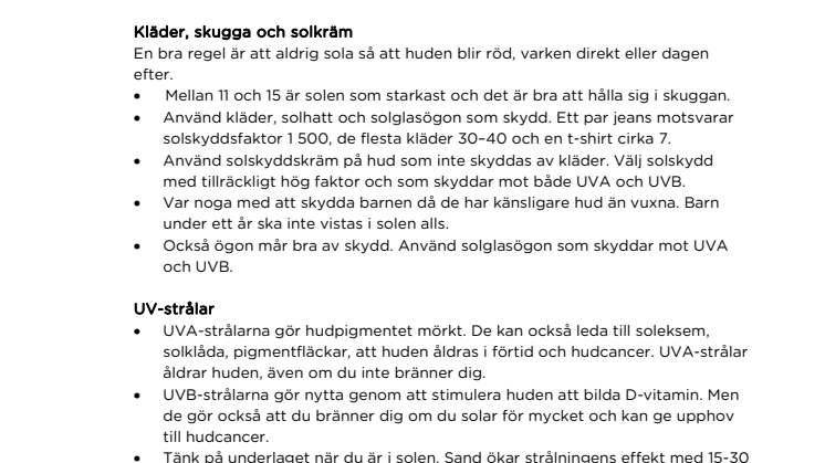Fakta om solen och hur du skyddar dig