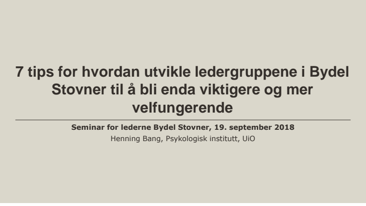 Henning Bang - Hva kjennetegner effektive ledergrupper 