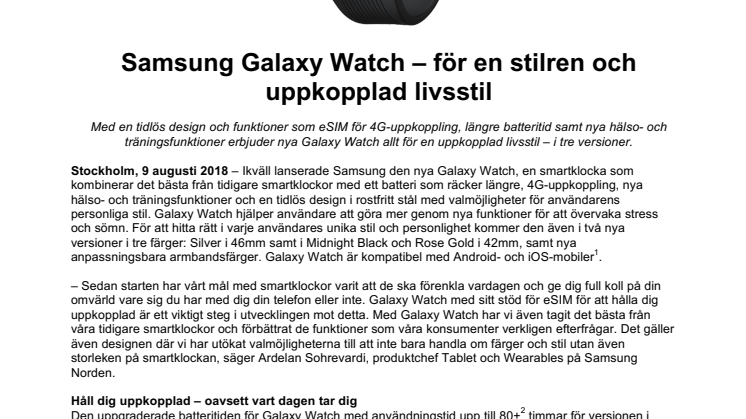 Samsung Galaxy Watch – för en stilren och uppkopplad livsstil