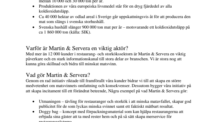 Om matsvinn i R&S-branschen