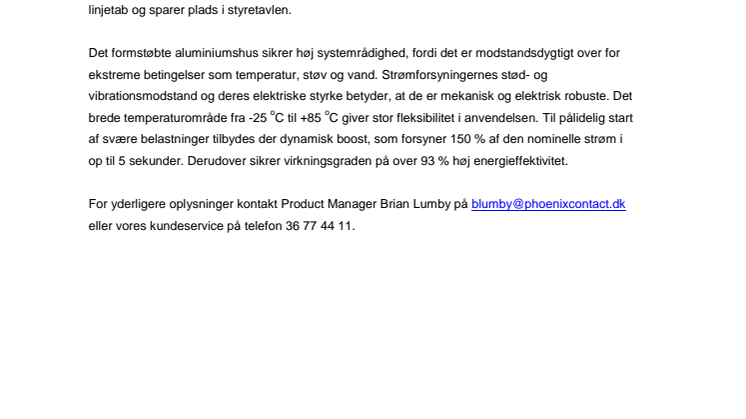Strømforsyning i kapslingsklasse IP67 