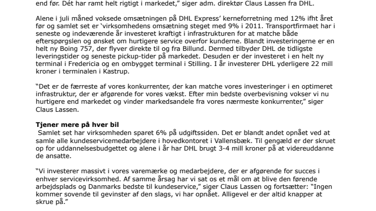 Internationalt transportfirma vinder danske markedsandele