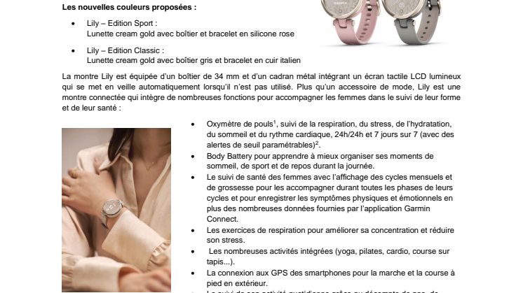 Garmin Press Release Lily CHF