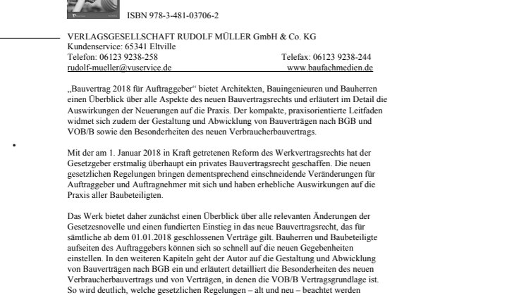 Bauvertrag 2018 für Auftraggeber