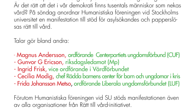 Manifestation - Rätt till vård på lika vilkor