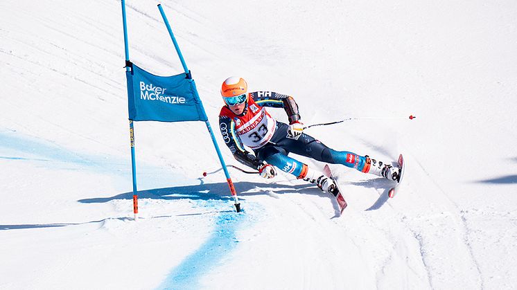 Gustaf Lindqvist siktar mot pallen, och kommande junior-VM i Kanada. Men först: Svenska Spel Alpine Elite Tour i Sundsvall. Foto: Ski Team Sweden Alpine