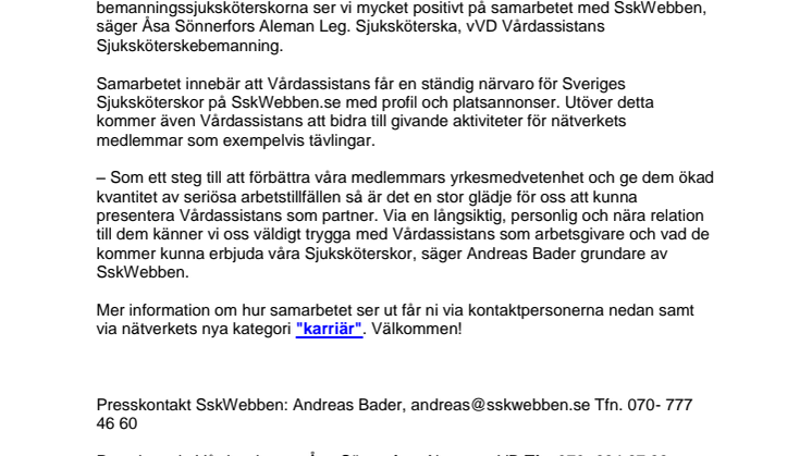 SskWebben.se välkomnar Vårdassistans som ny arbetsgivarpartner