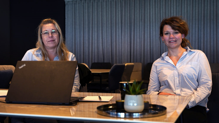 Bild MFF. Angela Jalkhed och Denise Christensen från Förenade Care träffade ett trettiotal arbetssökande digitalt under karriärveckan.