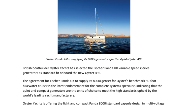 7 September 2021 - Oyster Yachts Selects Fischer Panda UK Generators for New Oyster 495.pdf