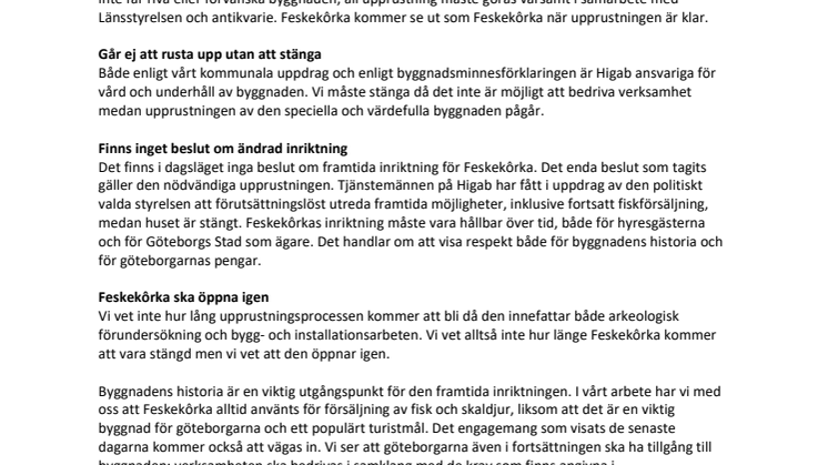 Feskekôrka kommer att leva vidare