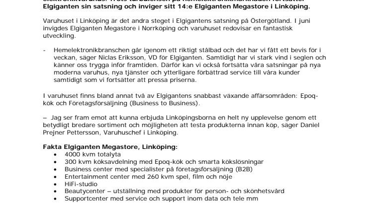 Elgiganten storsatsar i Linköping