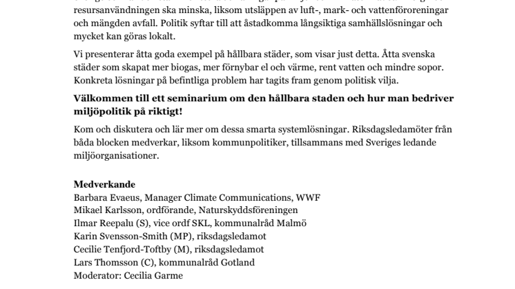 Miljöpolitik på riktigt!