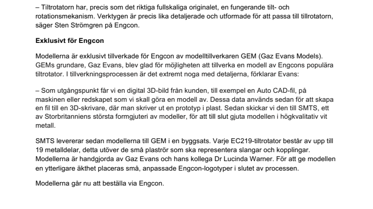 Så liten har du aldrig sett en Engcon – lanserar minimodeller
