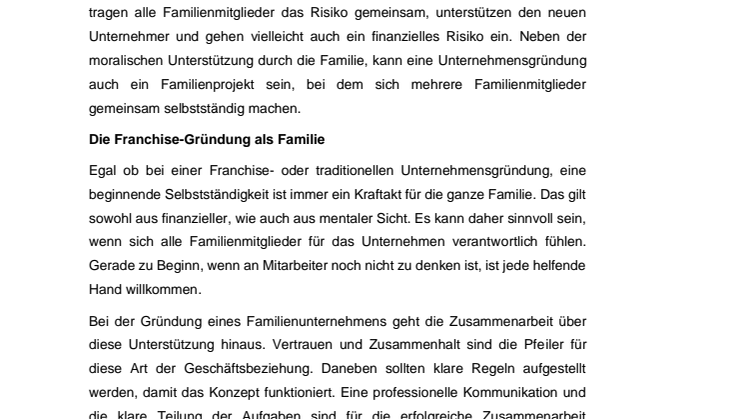 Gemeinsam gründen - Familienunternehmen im Franchise